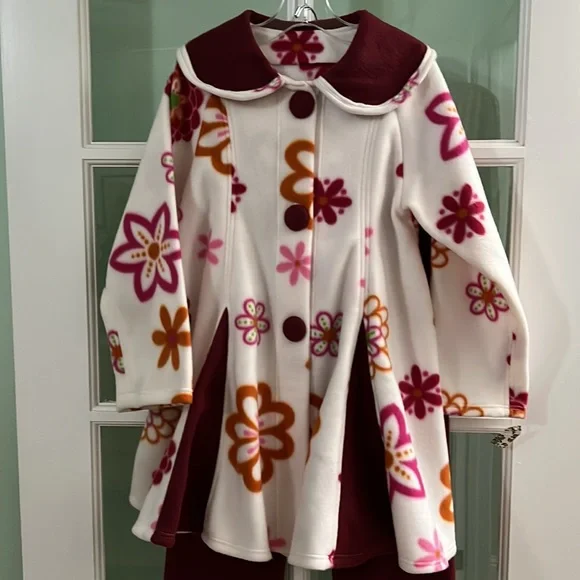 New handmade girls’ fleece coat and pant set, size 8